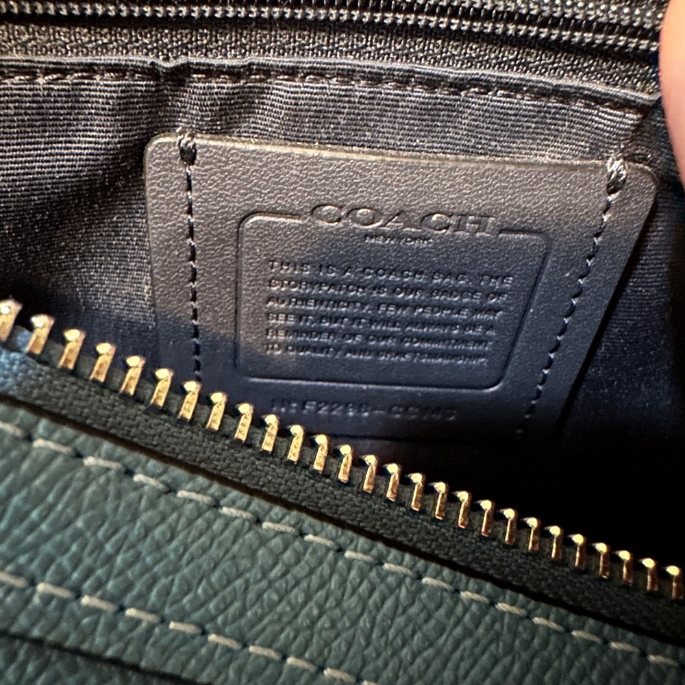 Coach Teal Blue Pebbled Leather Rowan Satchel with Detachable Strap - Picture 4 of 13